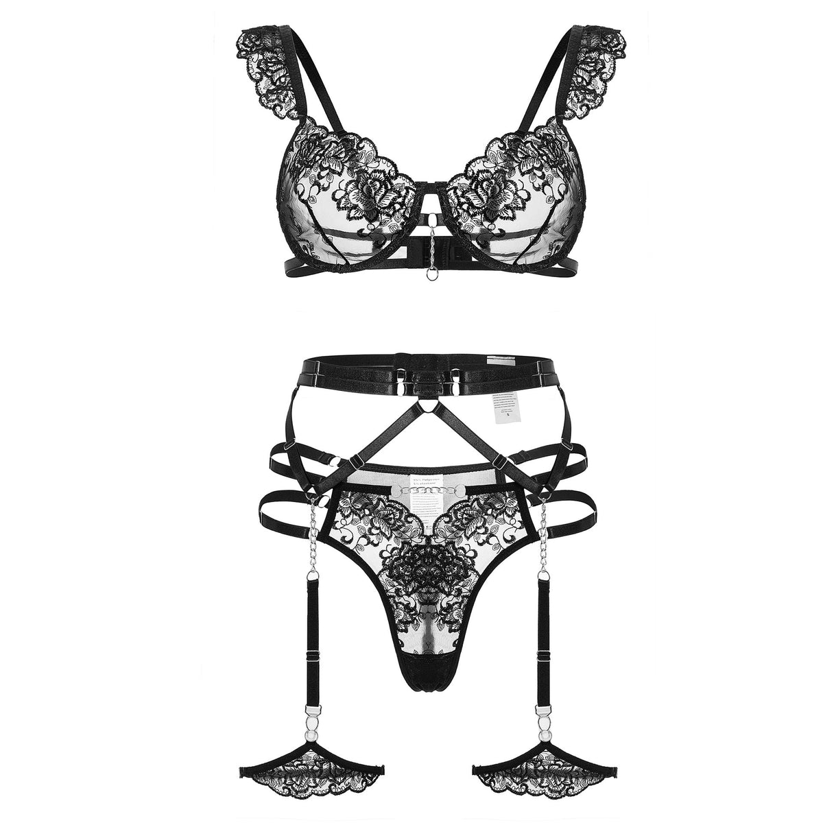 Perspective Embroidery Lace Sexy Lingerie Set