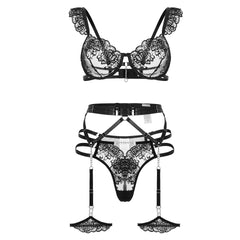 Perspective Embroidery Lace Sexy Lingerie Set