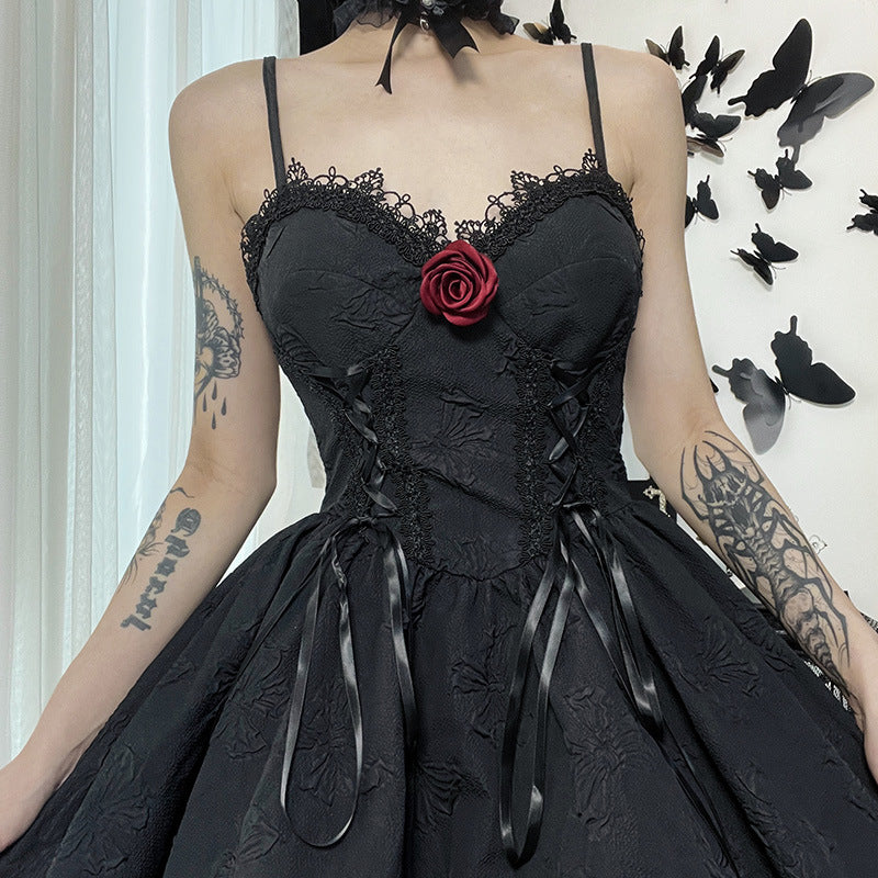 Lace jacquard suspender skirt