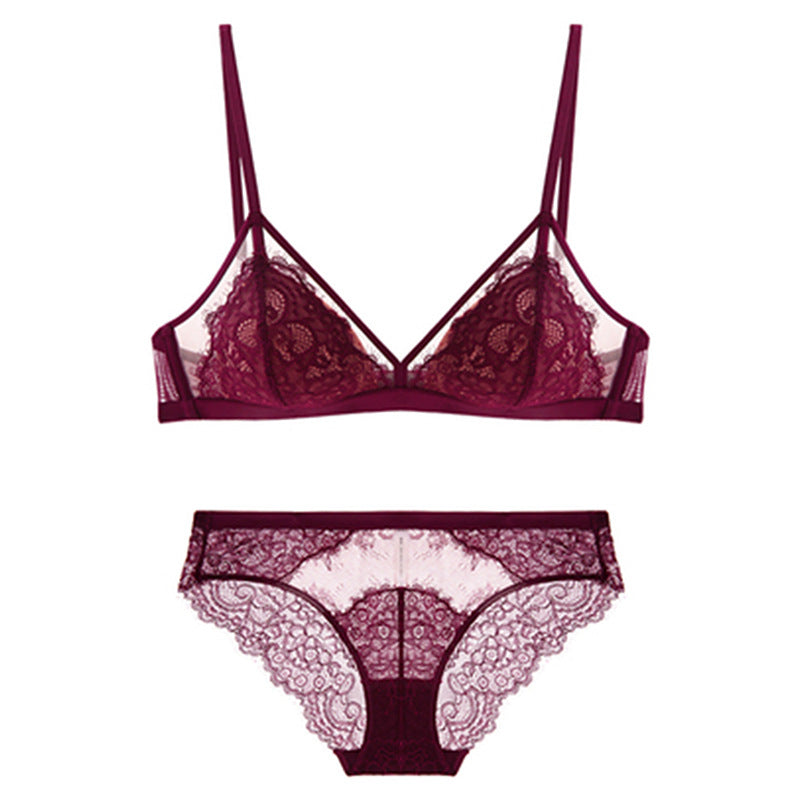 Sexy BH-Set mit Spitzen-Wimpern-BH, Dreieck-Cup-Dessous