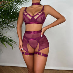 Mesh Hollow Stitching Sexy Lingerie Set