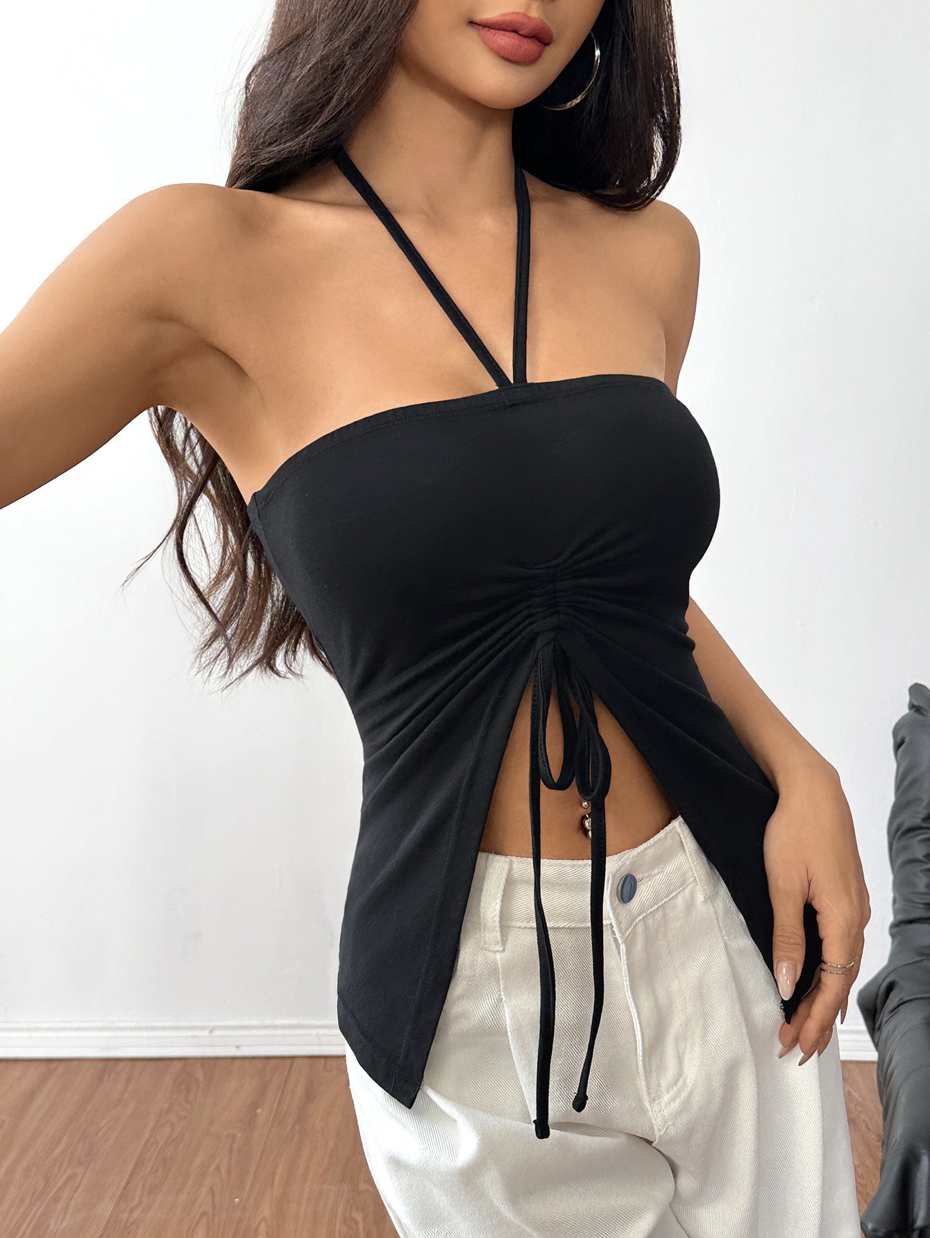 Halter Neck T-Shirt Slim Fit Top