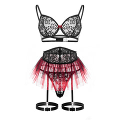 Sexy Dessous-Set mit Blumenstickerei und Spitze