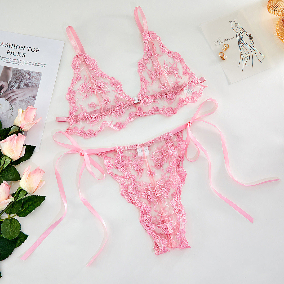 Sexy Dessous-Set mit Spitzennetz und Hohlverband