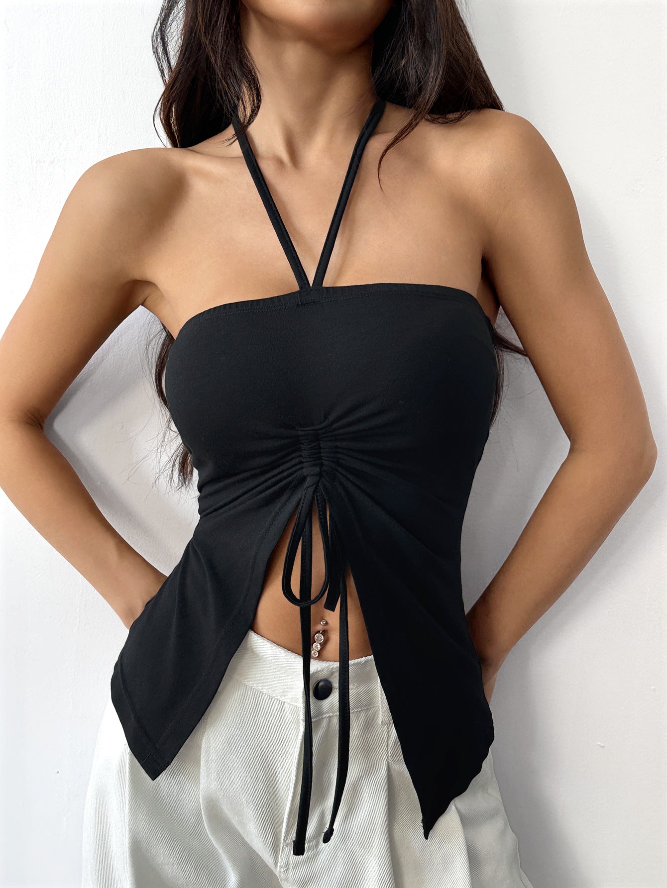 Halter Neck T-Shirt Slim Fit Top