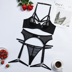 Perspective Mesh Strappy Sexy Lingerie Set