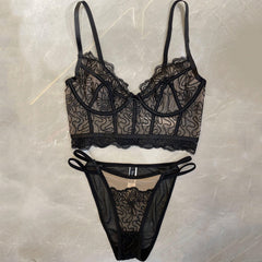 New Lace Push Up Sexy Ultra-thin Perspective Lingerie Set