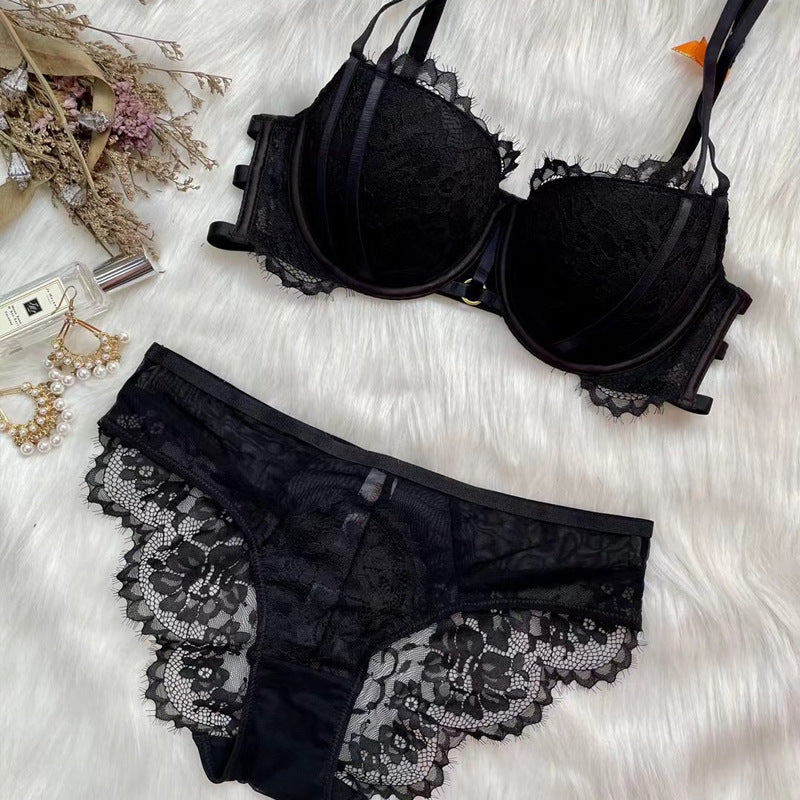 Sexy Cutout Embroidered Lace Lingerie Set Bra