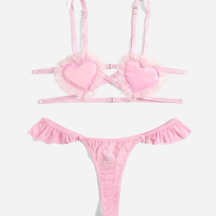 Süßes sexy Dessous-Set mit Sling-Spitzenbesatz