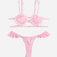 Süßes sexy Dessous-Set mit Sling-Spitzenbesatz