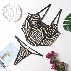 Sexy Dessous-Set mit Camisole und Tanga im Tiger-Print