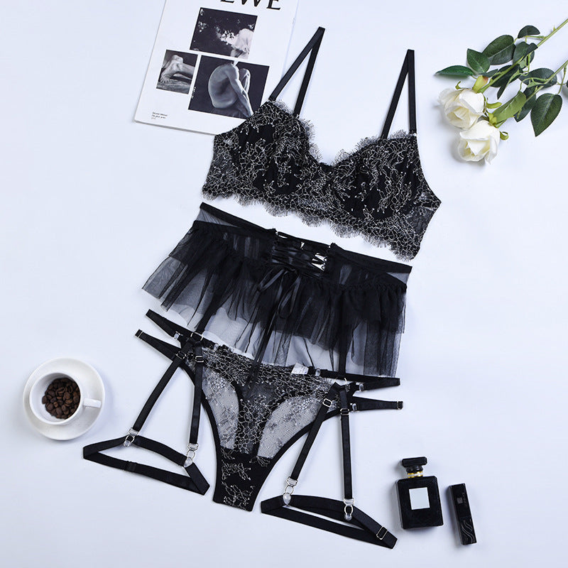 Sexy Dessous-Set mit Spitzenbesatz, sexy, Schwarz