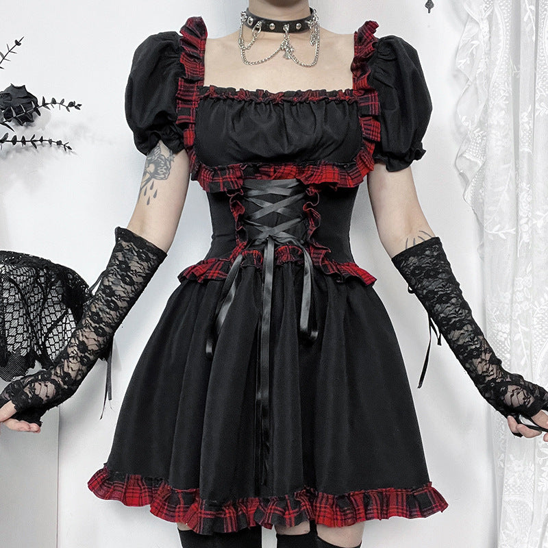Dark punk rock plaid stage costume