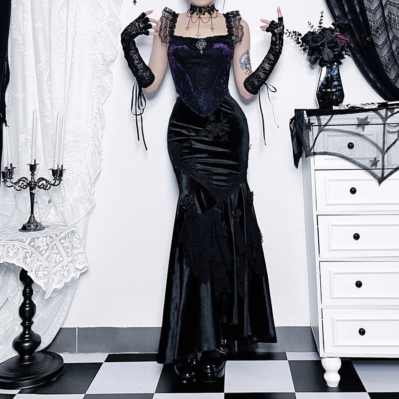 Dark Gothic Temperament Slim Hip Fishtail Skirt