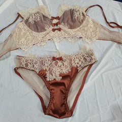 Bra Set Underwire Eyelashes Lingerie Vintage Lingerie