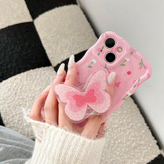 Pink Flowers Butterfly iPhone Case