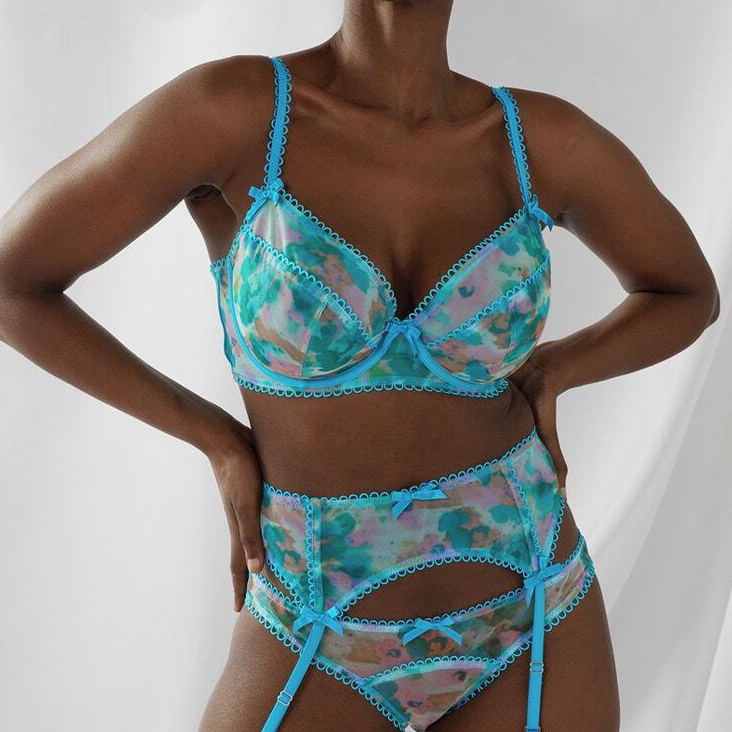 Mesh printed Lace Lingerie Set