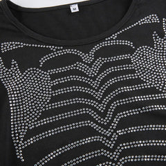 Skeleton Rhinestone Long Sleeve Top