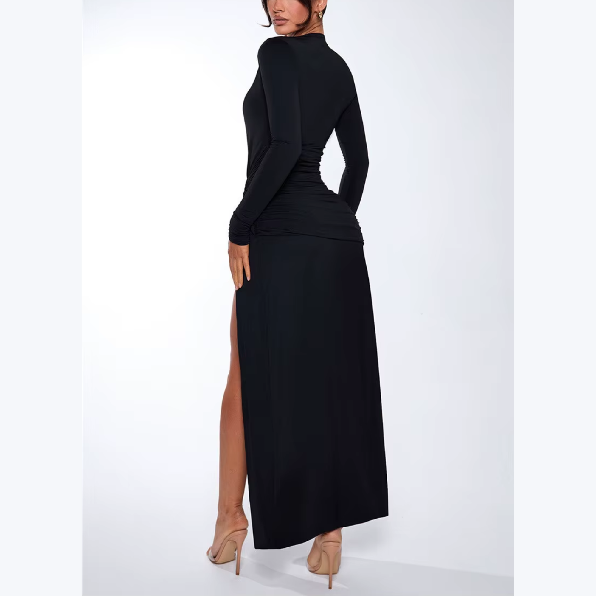 Xanthe - Black Deep V Neck Maxi Dress