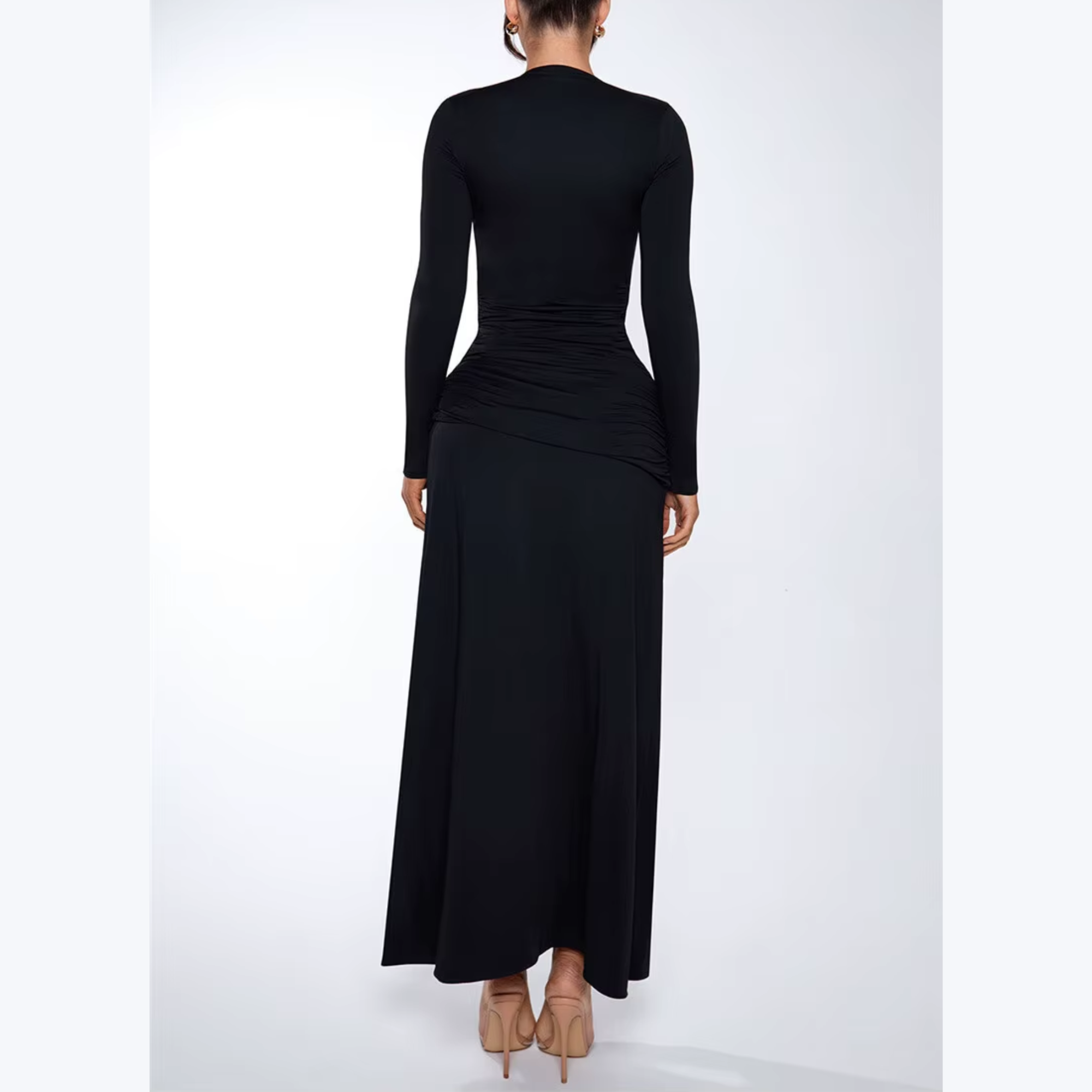 Xanthe - Black Deep V Neck Maxi Dress