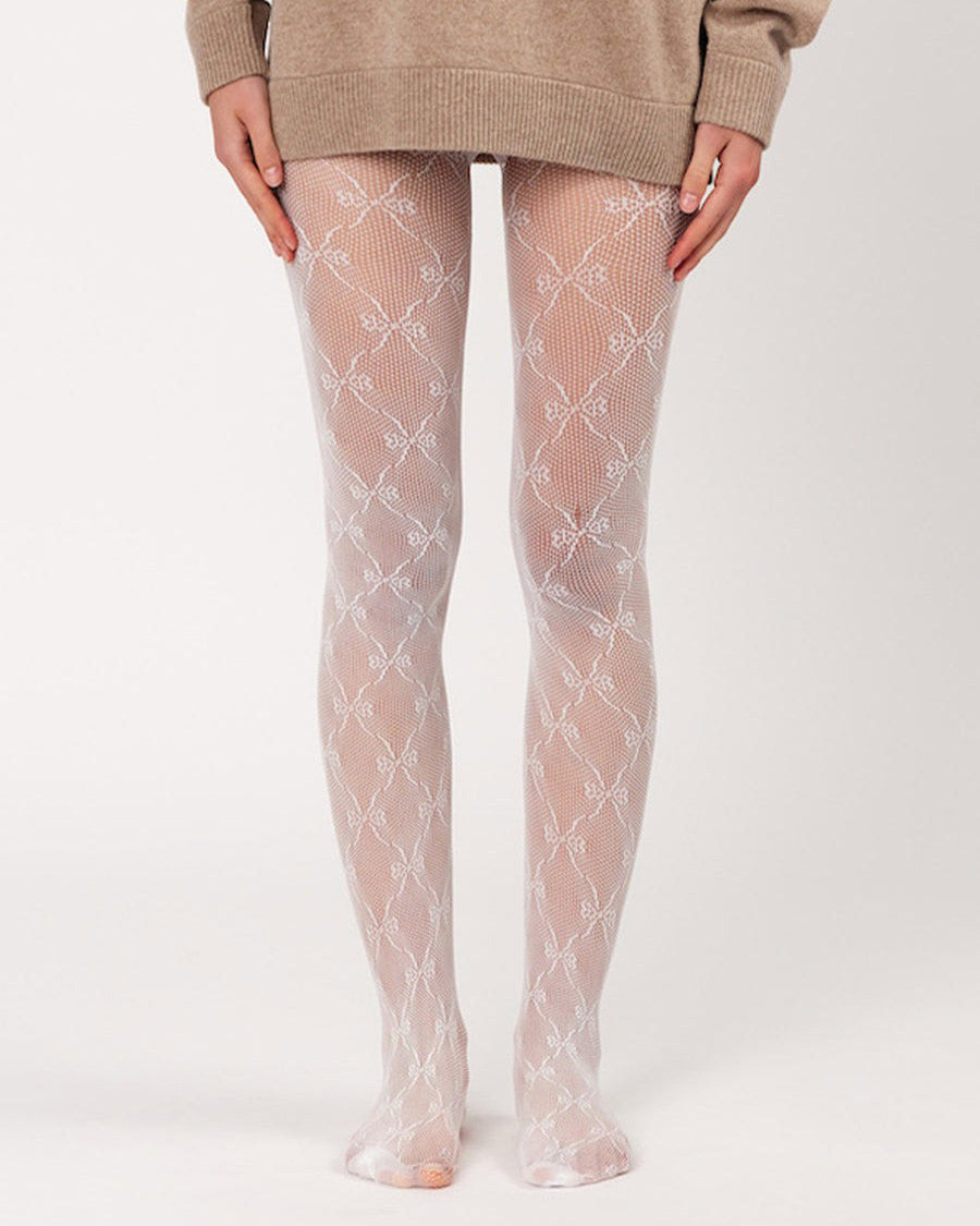 Bow Pattern Fishnet Tights