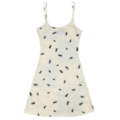 All Over Ant Print Ribbed Slip Dress