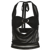 Midnight Sheer Halter Crop Top