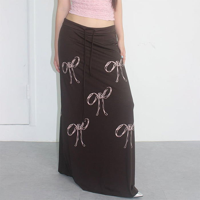 Bow Print Maxi Skirt