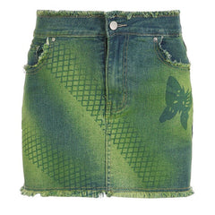 Butterfly Aesthetic Denim Skirt