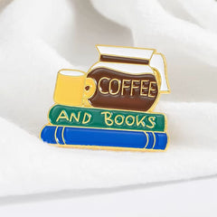 Coffee & Books Brooch Pin
