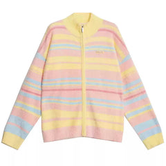 Danish Pastel Striped Zip-Up Jumper