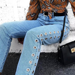 Holed Up Grommet Jeans