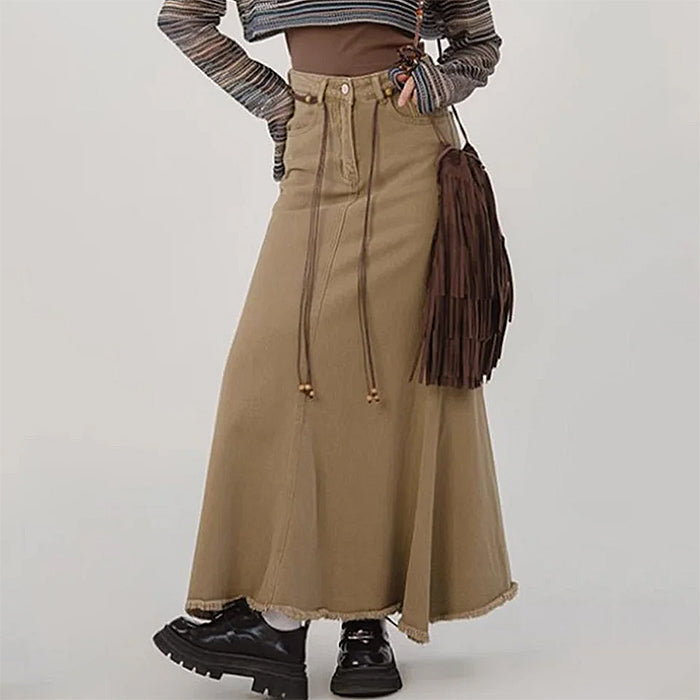 Fairy Grunge Denim Maxi Skirt