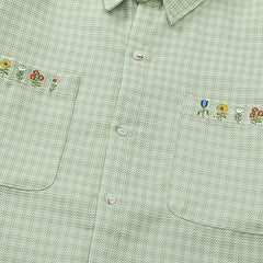 Floral Embroidery Gingham Shirt