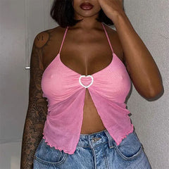 Heart Buckle Y2K Halter Top