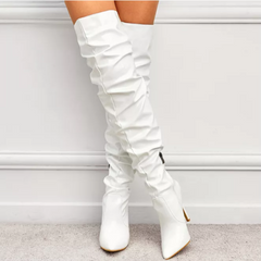 White Patent Leather Over The Knee Boots
