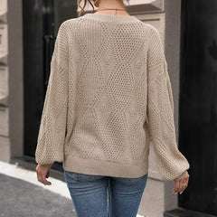 Openwork Round-Neck Sweater