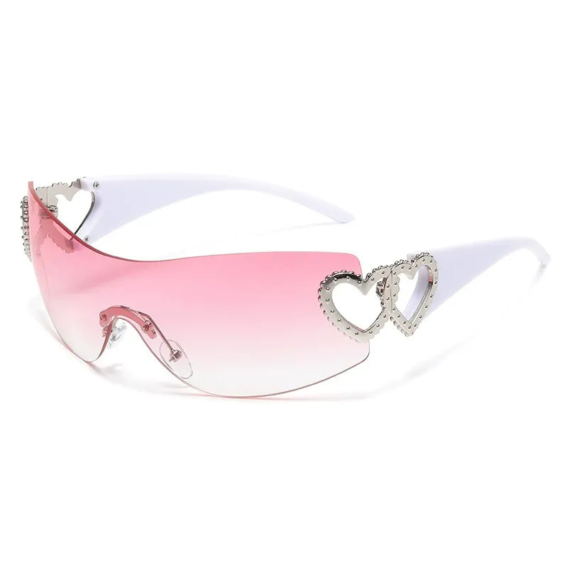 Rimless Gradient Wraparound Sunglasses