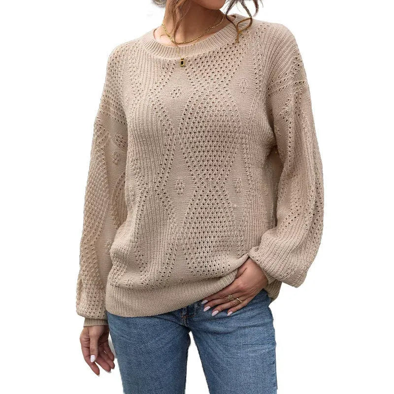 Openwork Round-Neck Sweater
