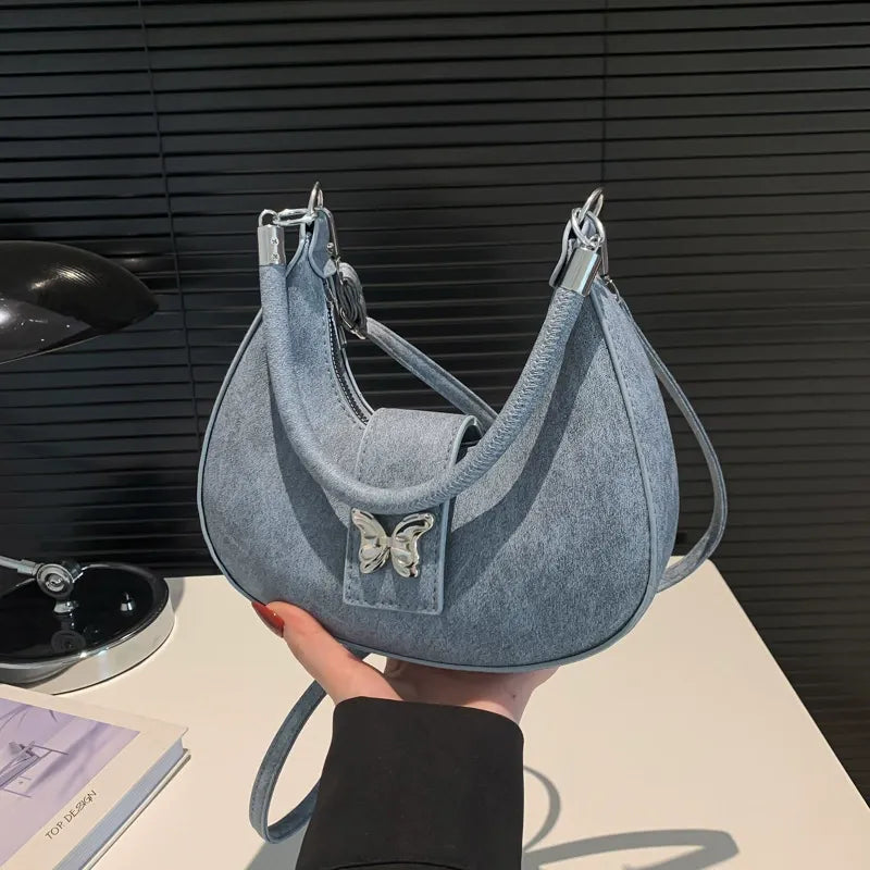 Gradient metal button crossbody purses handbag