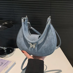 Gradient metal button crossbody purses handbag