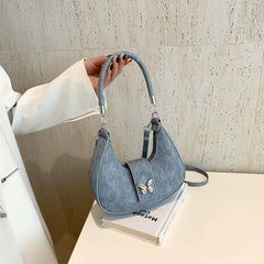 Gradient metal button crossbody purses handbag