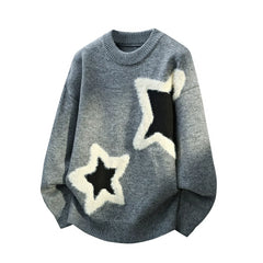 Star Patch Aesthetic Knit Pullover