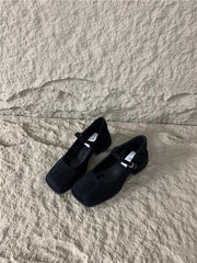 Velvet Mary Janes