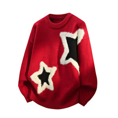 Star Patch Aesthetic Knit Pullover