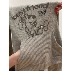 Solid sleeveless knitted stitch hoodie crop top