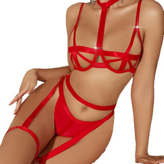 Hollow Out Strappy Sexy Lingerie Set