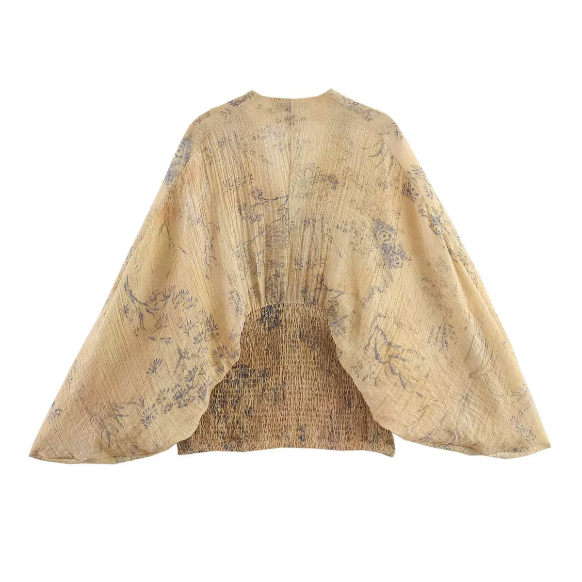 Retro Lantern Sleeve Deep V-Neck  Top