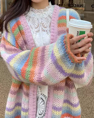 Pastel Rainbow Striped Cardigan