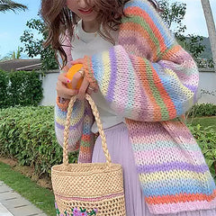Pastel Rainbow Striped Cardigan